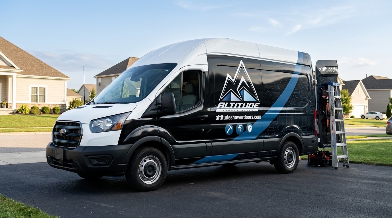 Altitude Shower Doors branded service van